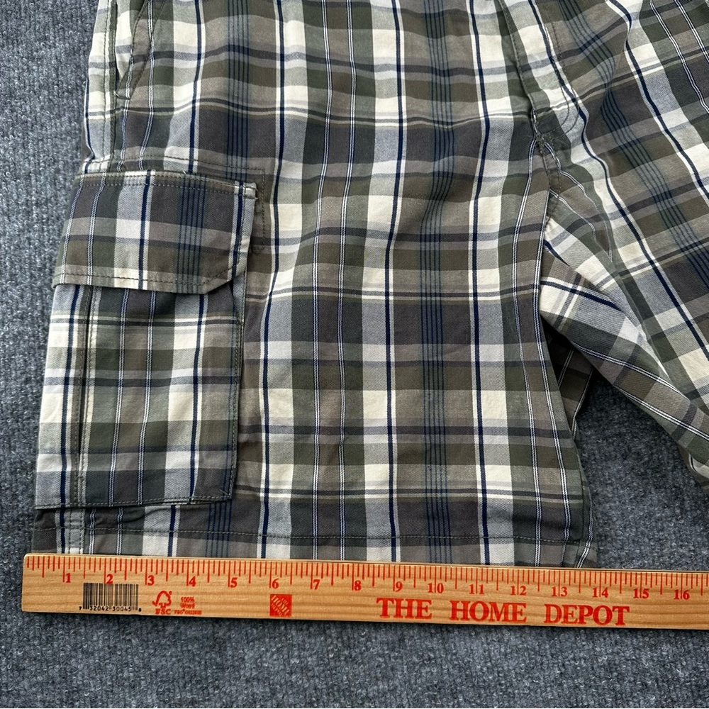 LL‎ Bean Shorts Mens 40 Plaid 9" Cargo Y2K Outdoor Casual Beach Green Blue Beige - Picture 4 of 12